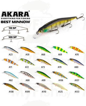 Воблер Akara Best Minnow 100SP 15 гр. (9/17 oz 3,9 in) A107; BM100SP-A107, арт.: 93867-KVR