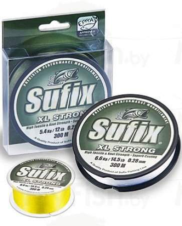 Леска монофильная SUFIX XL Strong x10 Lemon Green, размотка 100 м., желтая, арт.: DS1XL0000NPA9X