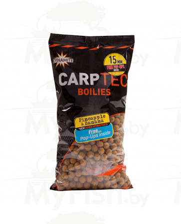 Бойлы тонущие DYNAMITE BAITS Carp-Tec Pineapple & Banana 15 мм. 2 кг., арт.: DY1151-NORM