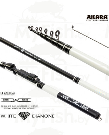 Спиннинг телескопический (угольный) к/с Akara White Diamond FM (5-25) 1,8 м; WD-180MF, арт.: 97094-KVR