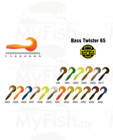 Твистер Akara Eatable Bass Twister 65 D040; EBT65-D040, арт.: 77204-KVR