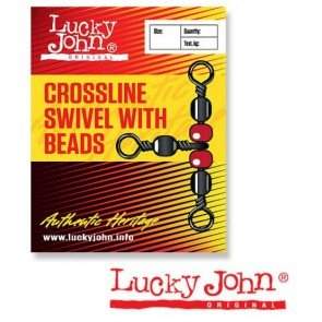 Вертлюжок трёхсторонний с бусинками Lucky John CROSLINE SWIVEL