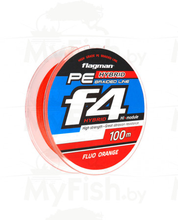 Шнур Flagman PE Hybrid F4 Orange 0,1мм 10lb, арт.: 28100-010-FL