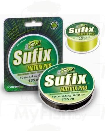 Плетеная леска SUFIX Matrix Pro Mid. Green, размотка 135 м., зеленая, арт.: DS1MP00001TB1M