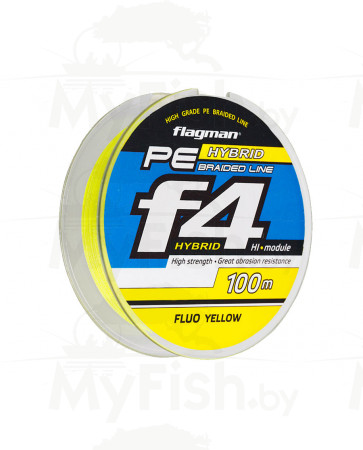Шнур Flagman PE Hybrid F4 Yellow 0,14мм 17lb, арт.: 27100-014-FL