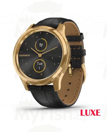 Часы GPS Garmin Vivomove Luxe золото чёрная кожа, арт.: 010-02241-22-AMNI