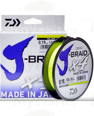 Плетеный шнур Daiwa J-Braid X4E 135m жёлтая, арт.: 12740-SB