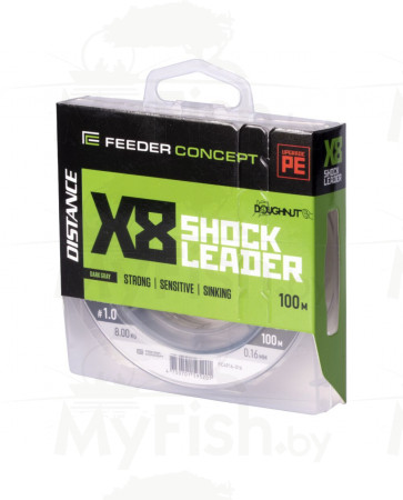 Плетеный шнур шок-лидер Feeder Concept Distance х8 SHOCK LEADER Dark Gray 100м, арт.: FC4916-016-SB