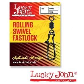 Вертлюжок-застёжка Lucky John ROLLING SWIVEL FASTLOCK 004,16 кг, 10 шт. 