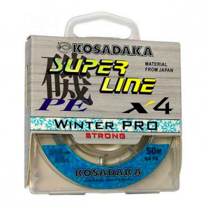 Леска плетен. зимн. Kosadaka "SUPER LINE PE X4 Winter PRO" 50м, цв.голубой, арт.: BSLX4JP-50-LB-SB