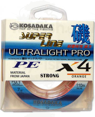 Леска плетен. Kosadaka "SUPER LINE PE X4 Ultralight PRO" , арт.: BSLX4JP-110-DG-SB