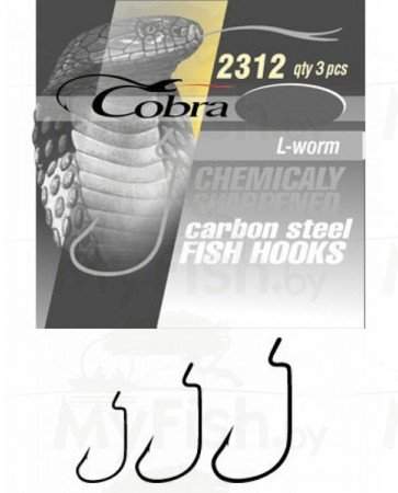 Крючки офсетные Cobra L-WORM, 2312NSB, 3 шт. , арт.: 2312NSB-002-SB