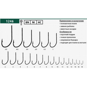 Крючки Maruto 1246 Ni №6, 10 шт., универсал; 1246-NI-6-F10, арт.: 41739-KVR