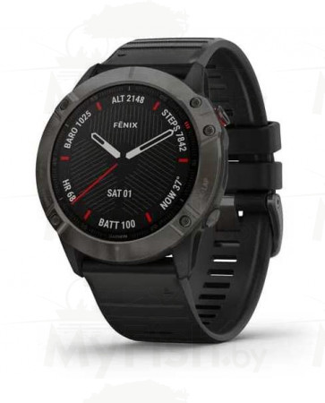 Часы GPS Garmin fenix 6X - SAPPHIRE тёмно-серый с чёрным ремешком, арт.: 010-02157-11-AMNI