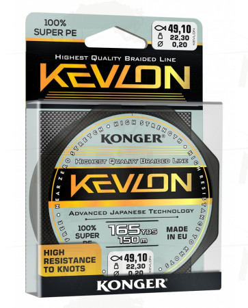 Леска плетеная KONGER KEVLON X4 BLACK 150 м, арт.: УТ-00002557-RI