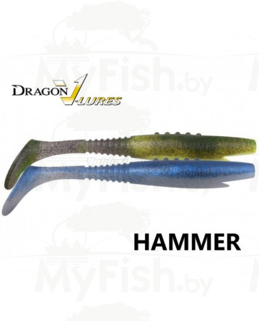 Приманка силиконовая (виброхвост) DRAGON HAMMER PRO 9"/22.5 см (2 шт.), арт.: HM90-SB-RI