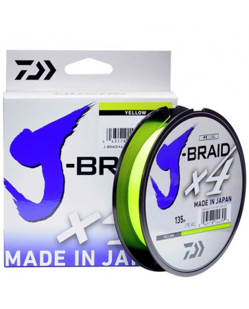 Леска плетеная Daiwa J-Braid x4 BRAID Yellow 135м/0.07мм, арт.: 12740-007