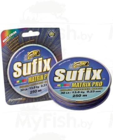 Плетеная леска SUFIX Matrix Pro x6 Multi Color, размотка 100 м., многоцветная, арт.: DS1CB0000uDA91