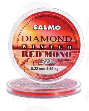 Монофильная зимняя леска SALMO Red Mono, размотка 30 м., красная, арт.: 4940-000