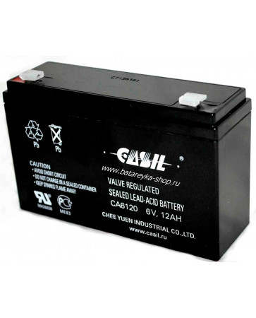 Аккумулятор CASIL AGM 12 Ач, 6 v, Прямая L+ (1), арт.: CA6120_Rim