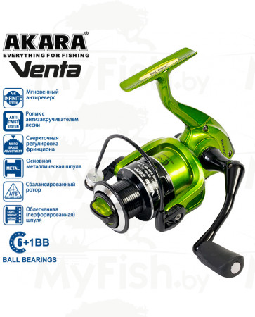 Катушка безынерционная Akara Venta 1000 6+1bb; AV1000-6, арт.: 94105-KVR