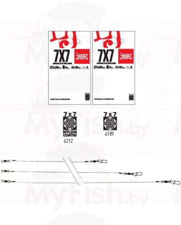 Поводки стальные Lucky John Pro Series SSW AFW оснащённые вертлюжком и застёжкой покр. нейлон, 12кг, 30см, 7х7,2шт, арт.: LJP6212-030