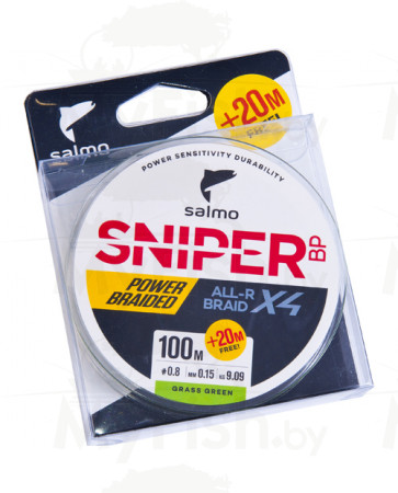 Леска плетёная Salmo Sniper BP ALL R BRAID х4 Grass Green 120, арт.: 4931-000-SB