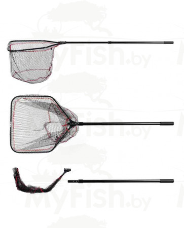 Подсачек Akara PF-8 60x60 см прямоугольный 2 колена складная голова резиновая сетка L245, арт.: 98102-KVR