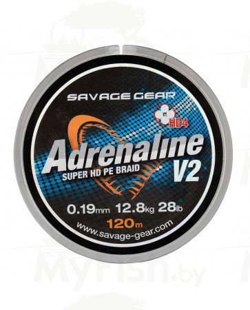 Плетенка Savage Gear HD4 Adrenaline V2,120м, Grey, арт.: 55293-STR1-SB