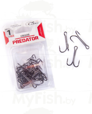 Крючки-двойники Cobra PREDATOR CD225, 25шт, арт.: CD225-000-SB