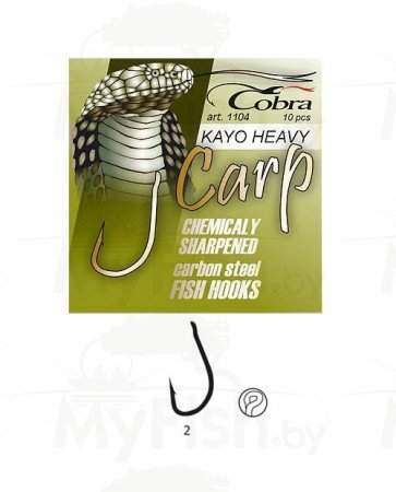 Крючки с поводком Cobra CARP KAYO HEAVY, размер 002,2 штуки, арт.: C4510-002